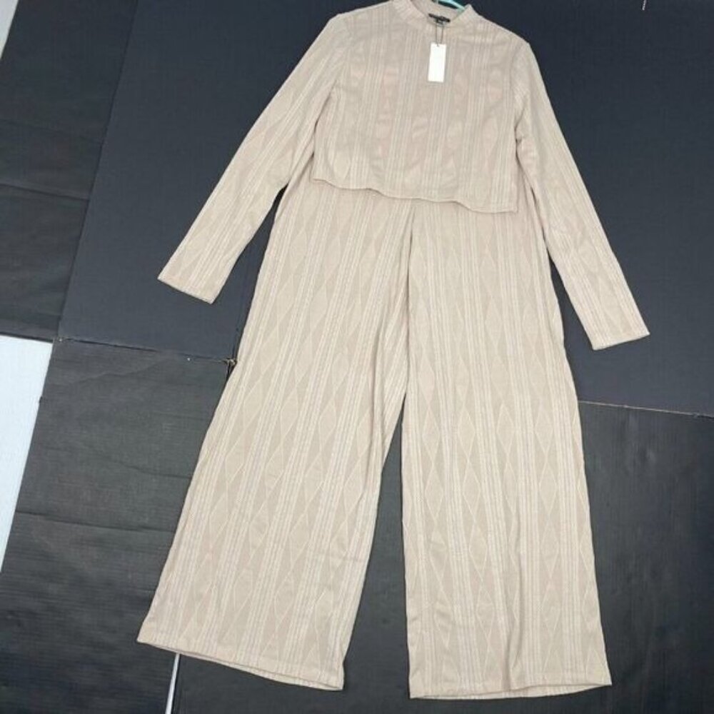 Hunter & Brown 2 Piece Beige,weater Cropped, Pantsuit Size XLarge Womens Long NE - Picture 10 of 15